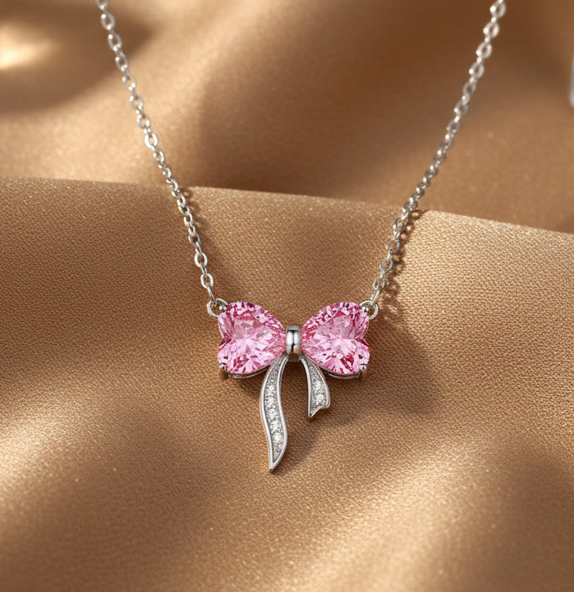 Collier nœud papillon en zircon | Chaîne de clavicule en argent sterling S925