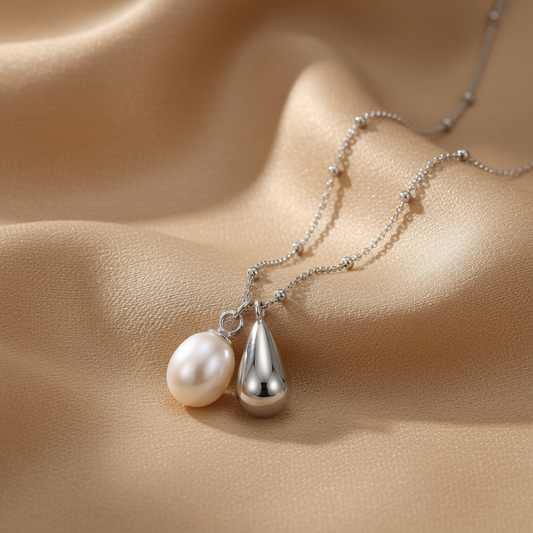 Elegant Pearl & Teardrop Pendant Necklace | S925 Sterling Silver