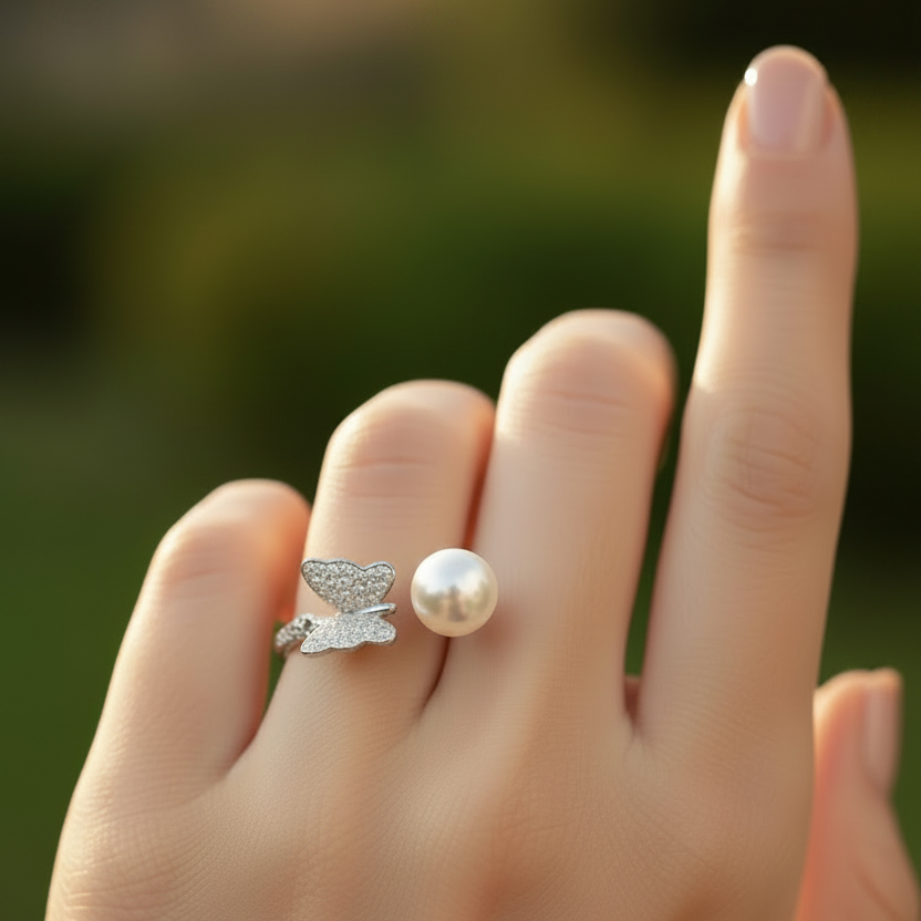Butterfly Pearl Duality Ring | S925 Sterling Silver