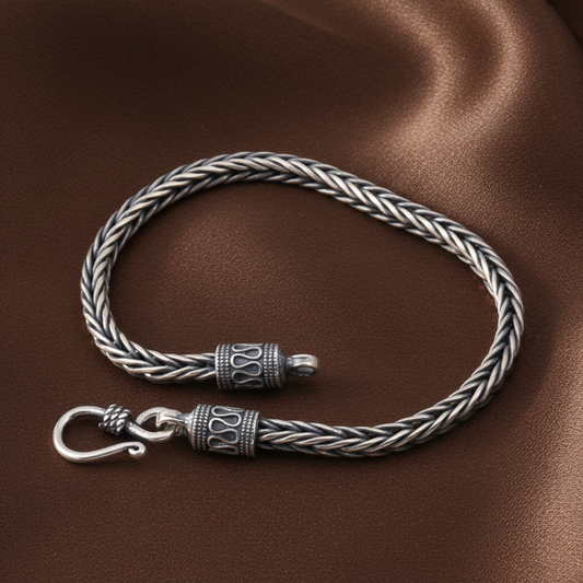 Vintage Twisted Woven Square Bracelet | S925 Sterling Silver