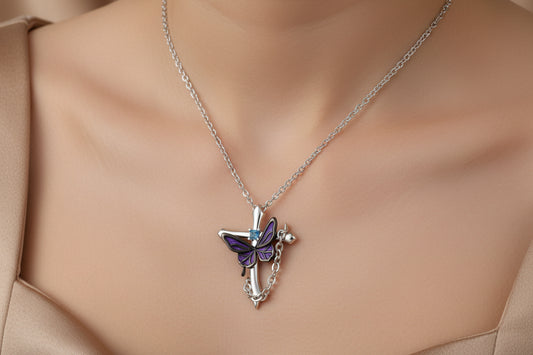 Cross Butterfly Pendant Necklace | S925 Sterling Silver