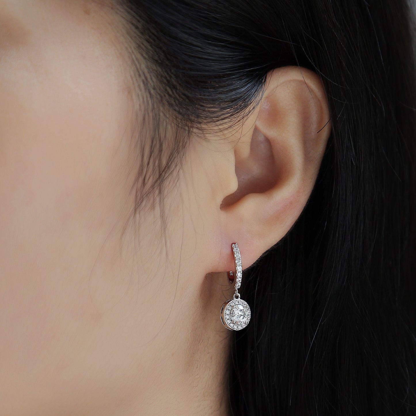 Pour les jeunes Boucles d'oreilles clous en moissanite | 0.5 carat | Argent S925 plaqué platine