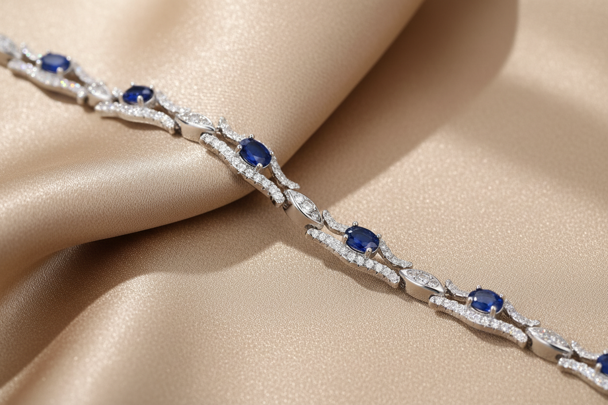 Natural Sapphire Bracelet | S925 Sterling Silver