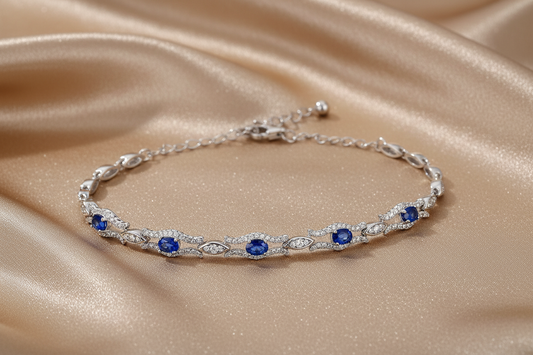 Natural Sapphire Bracelet | S925 Sterling Silver