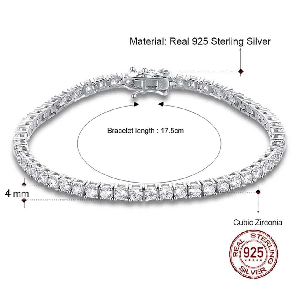 Diamond Tennis Bracelet | S925 Sterling Silver | Adjustable Length