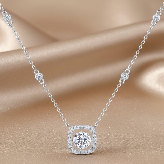 Sweet Moissanite Pendant Necklace | S925 Silver Platinum-plated