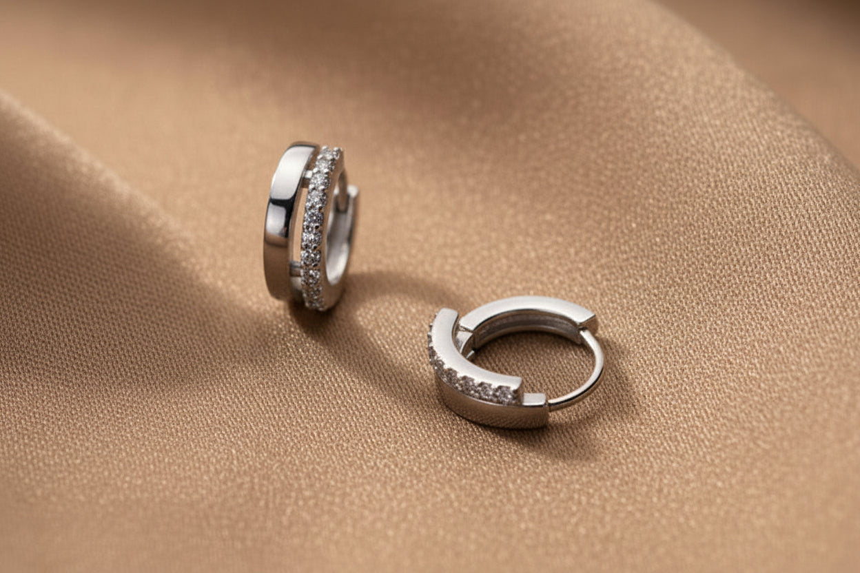 Boucles d'oreilles superposées en argent pour femmes | Argent sterling 925
