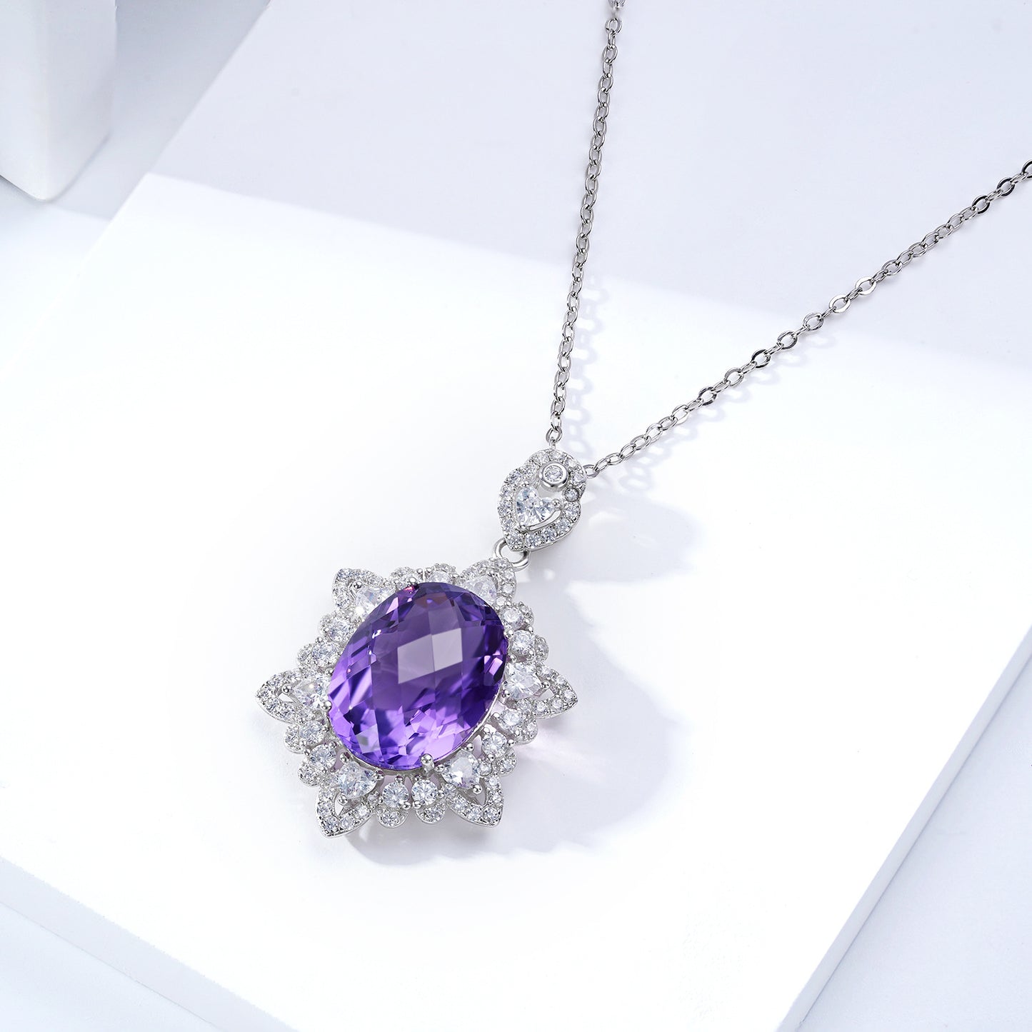 Collier en améthyste naturelle en argent 925 pour femme