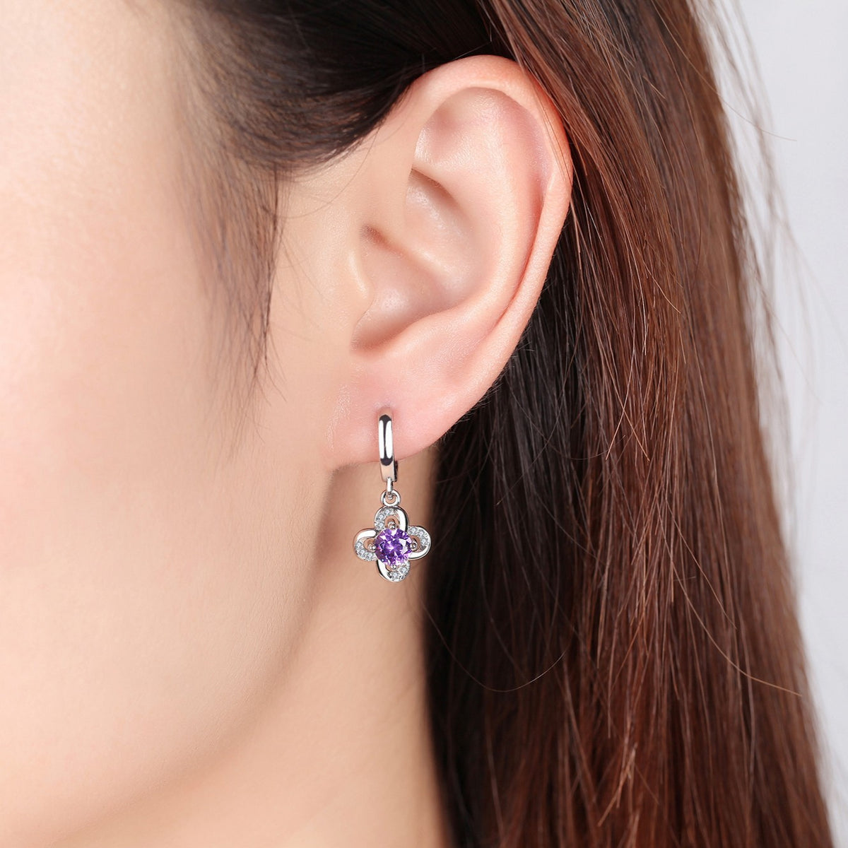 Elegant Amethyst Drop Earrings | S925 Sterling Silver