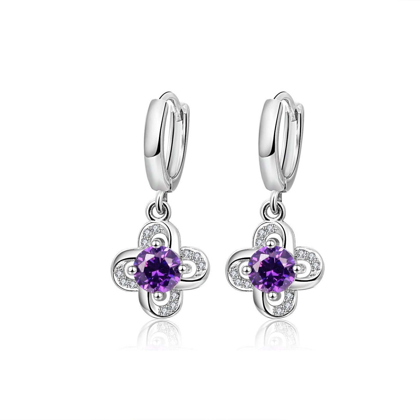 Elegant Amethyst Drop Earrings | S925 Sterling Silver