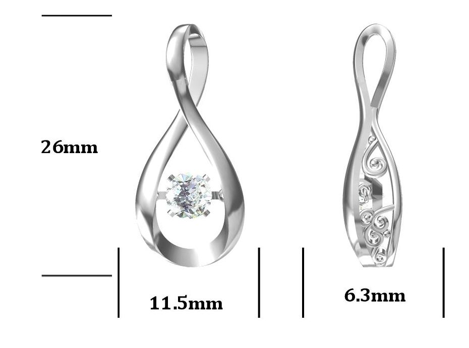 Collier avec pendentif en moissanite | Argent S925 plaqué platine