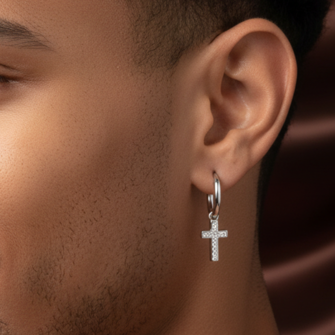 Iced Cross Hoop Earring - Different Model