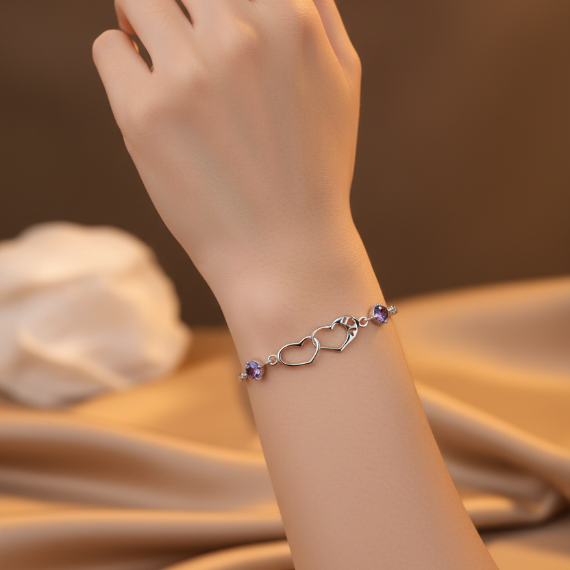 Intertwined Hearts Bracelet | S925 Sterling Silver