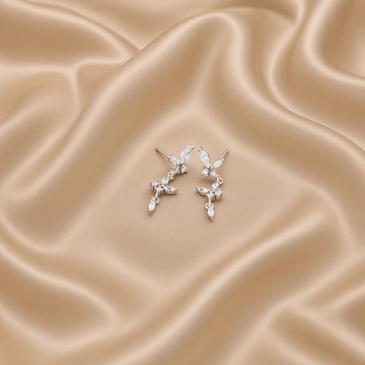 Butterfly Diamond Tassel Earrings | S925 Sterling Silver
