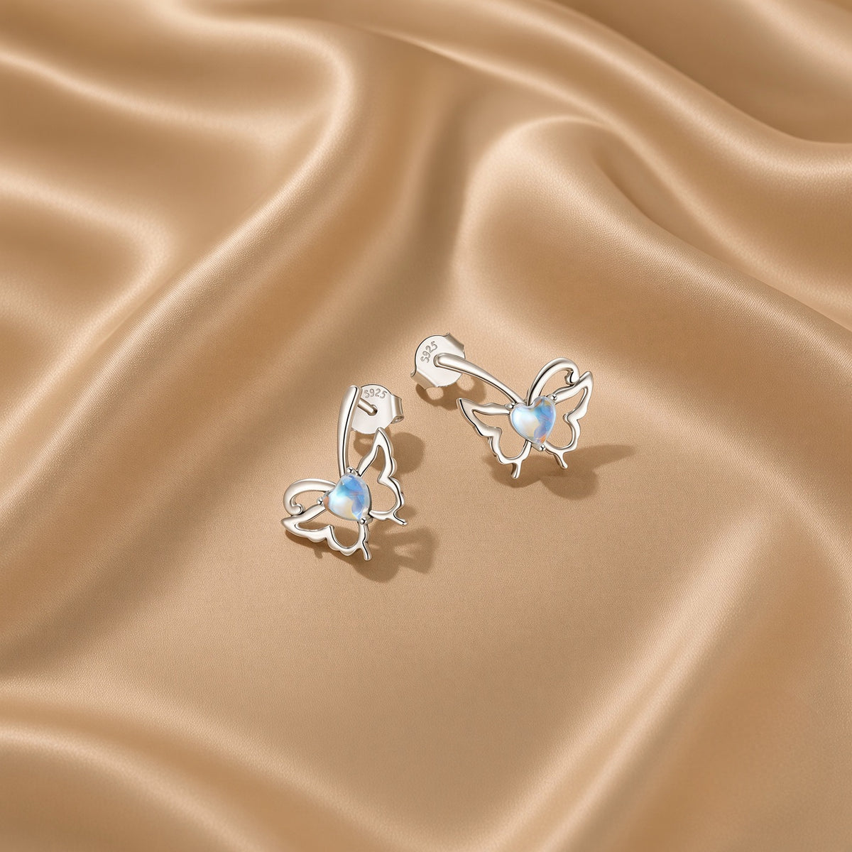 Butterfly Moonstone Glow Earring Studs | S925 Sterling Silver