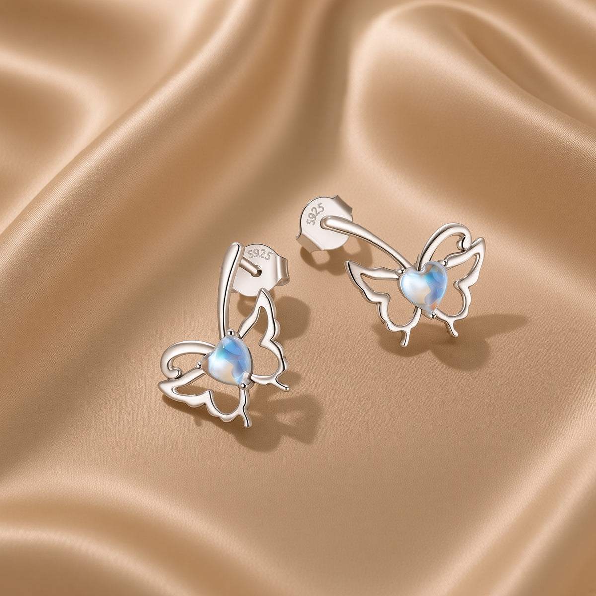 Butterfly Moonstone Glow Earring Studs | S925 Sterling Silver
