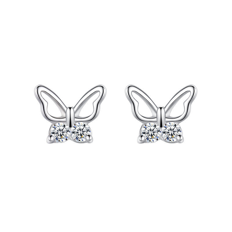 Hollow Butterfly Stud Earrings | S925 Sterling Silver Women's