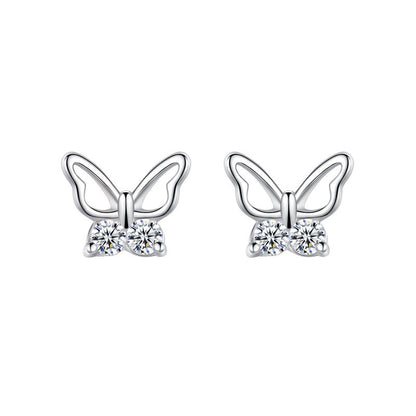 Hollow Butterfly Stud Earrings | S925 Sterling Silver Women's