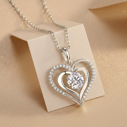 Collier Pendentif Moissanite Télépathie | Argent S925 Plaqué Platine