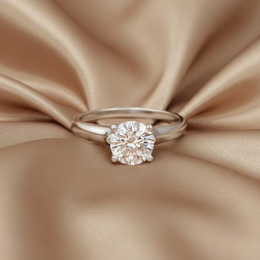 Four-Claw Diamond Solitaire Ring | S925 Sterling Silver