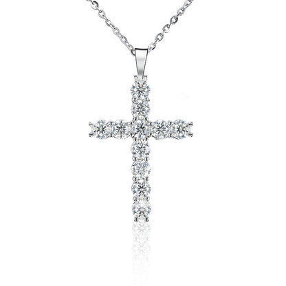 Faith Moissanite Cross Pendant Necklace | S925 Sterling Silver
