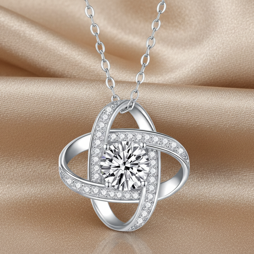 Collier Pendentif Moissanite Cycle | Argent 925 Plaqué Platine