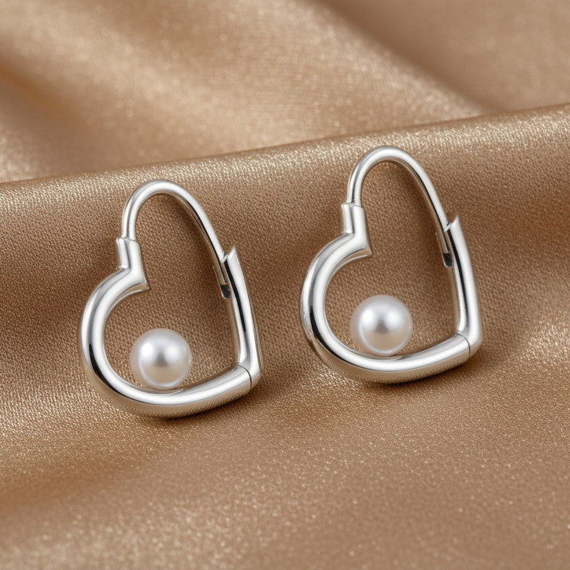 Cherished Pearl Heart Drop Earrings | S925 Sterling Silver