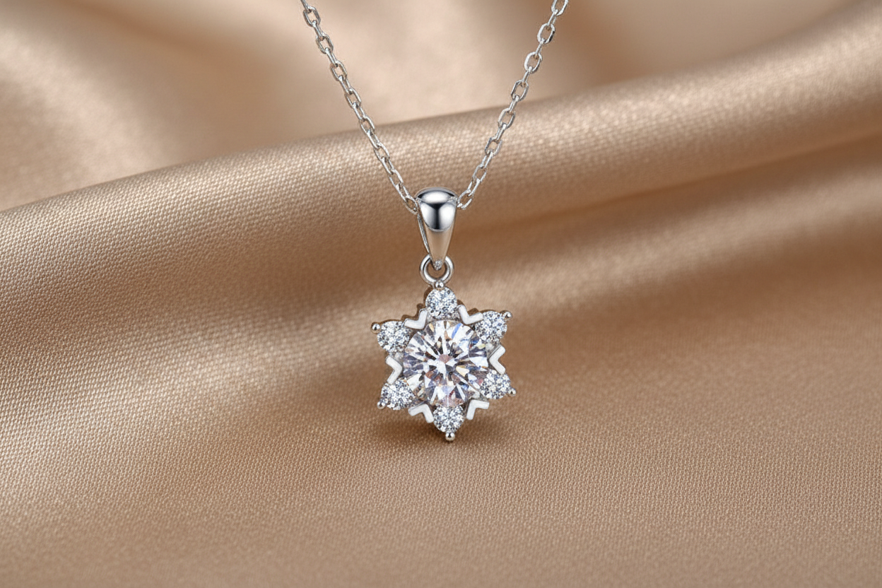 Collier pendentif flocon de neige | Moissanite et Argent S925