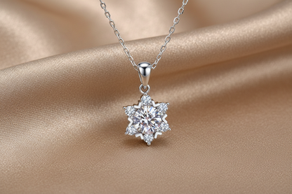 Collier pendentif flocon de neige | Moissanite et Argent S925