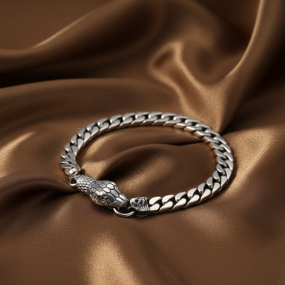 Snake Head Clasp Chain Bracelet | S925 Sterling Silver