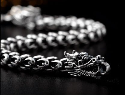 Duality Dragon Head Bracelet | S925 Sterling Silver