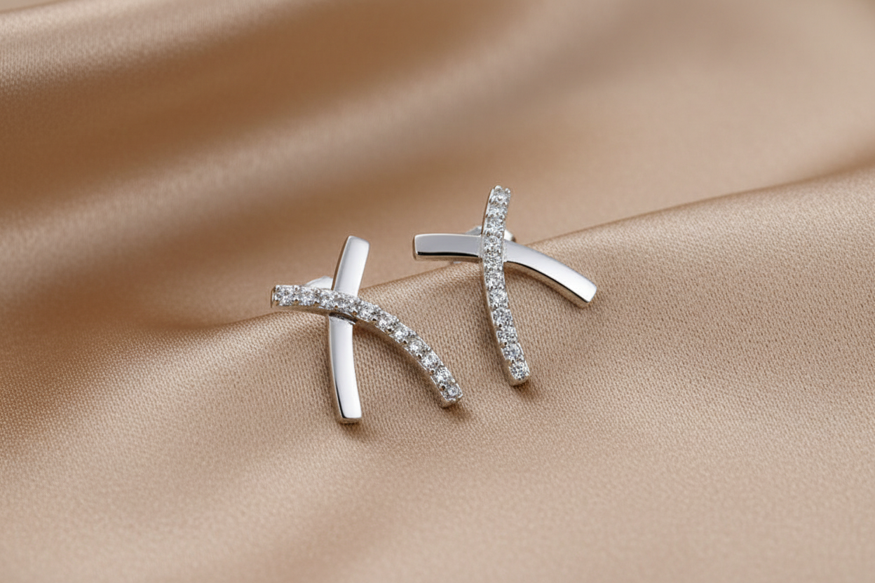 Zircon Stud Earrings | S925 Sterling Silver Platinum