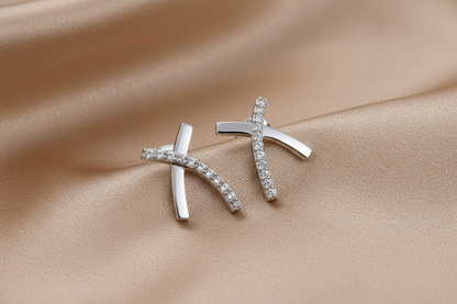 Zircon Stud Earrings | S925 Sterling Silver Platinum