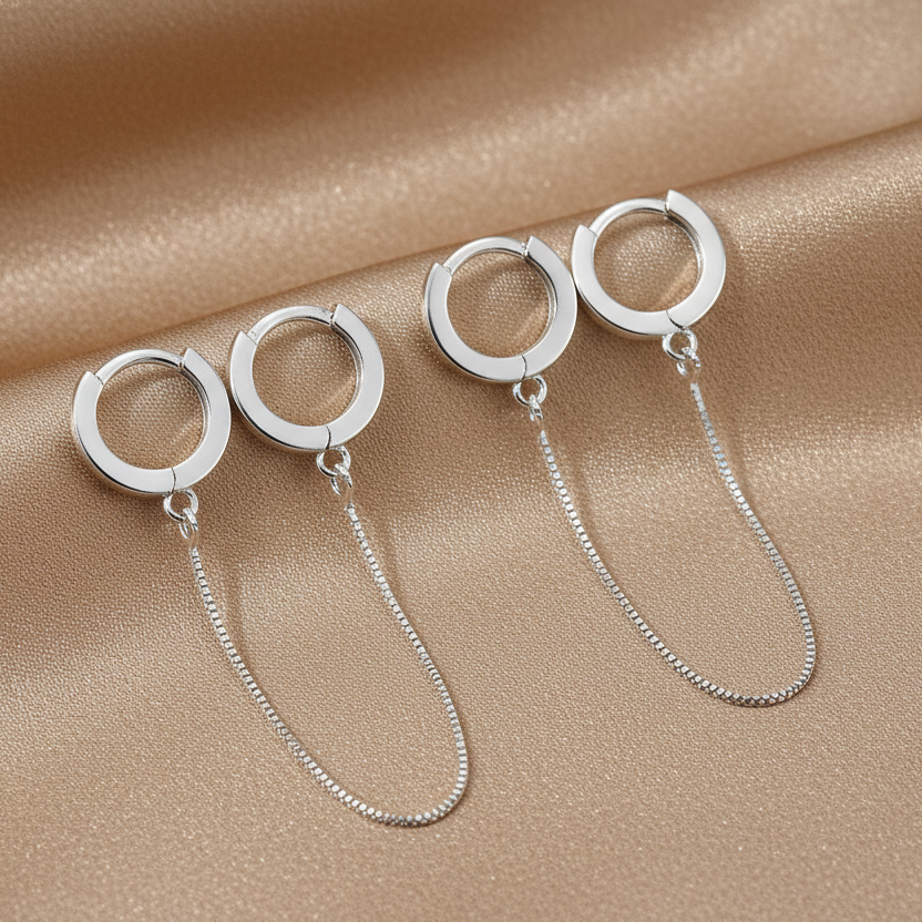 Long Drop Silver Earrings | S925 Sterling Silver