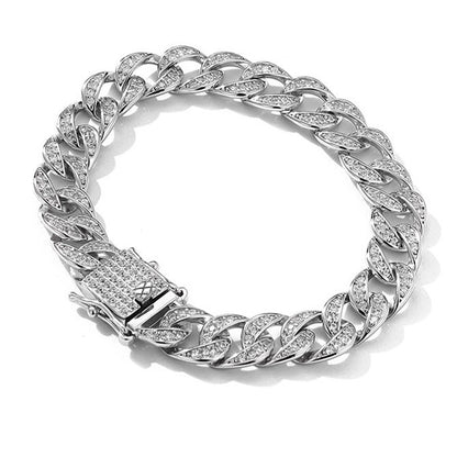 Cuban Link Chain Bracelet | S925 Sterling Silver Moissanite
