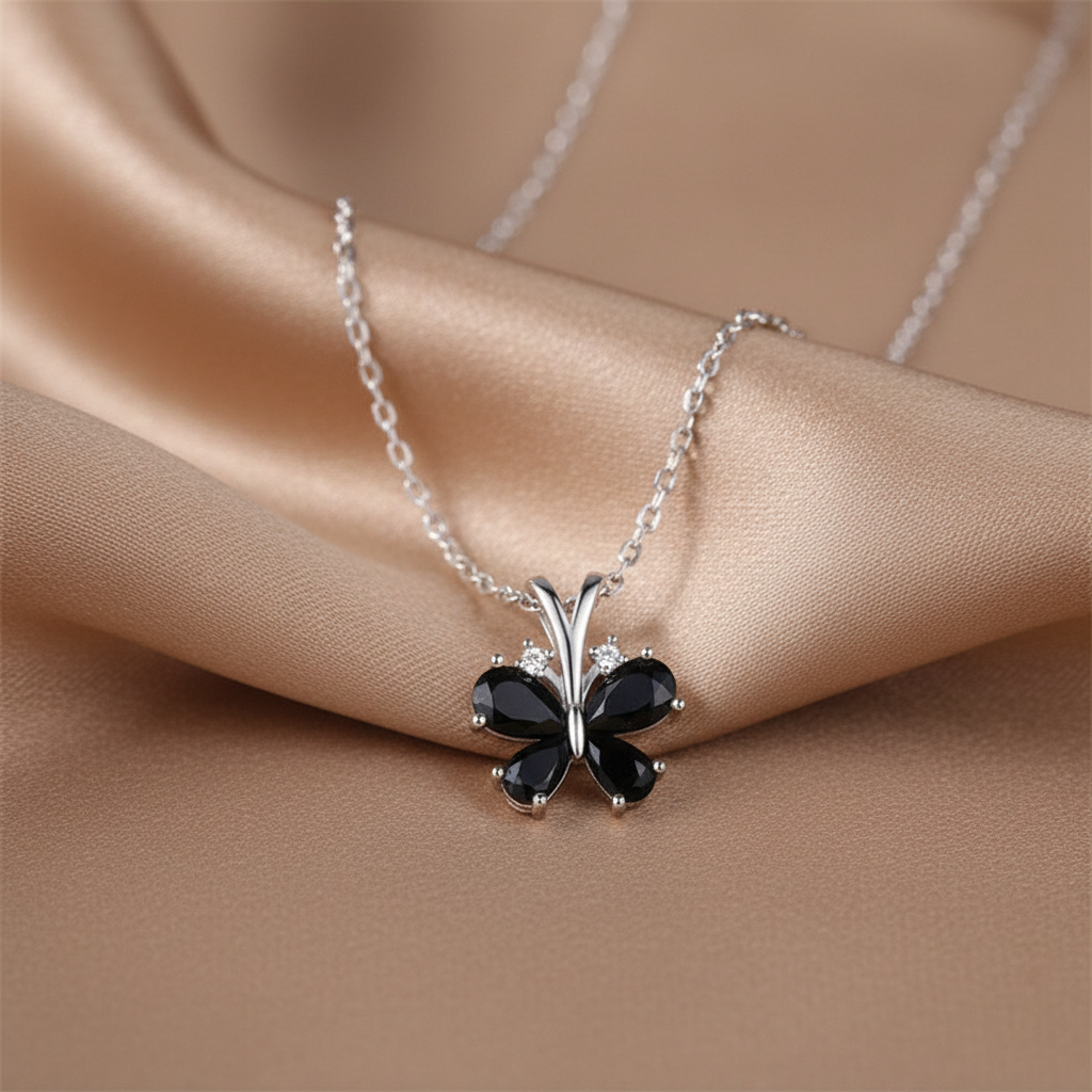 Blackout Butterfly Pendant Necklace | S925 Sterling Silver