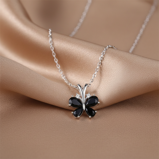 Blackout Butterfly Pendant Necklace | S925 Sterling Silver