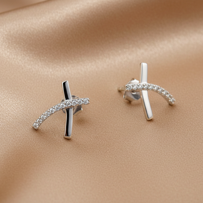 Zircon Stud Earrings | S925 Sterling Silver Platinum