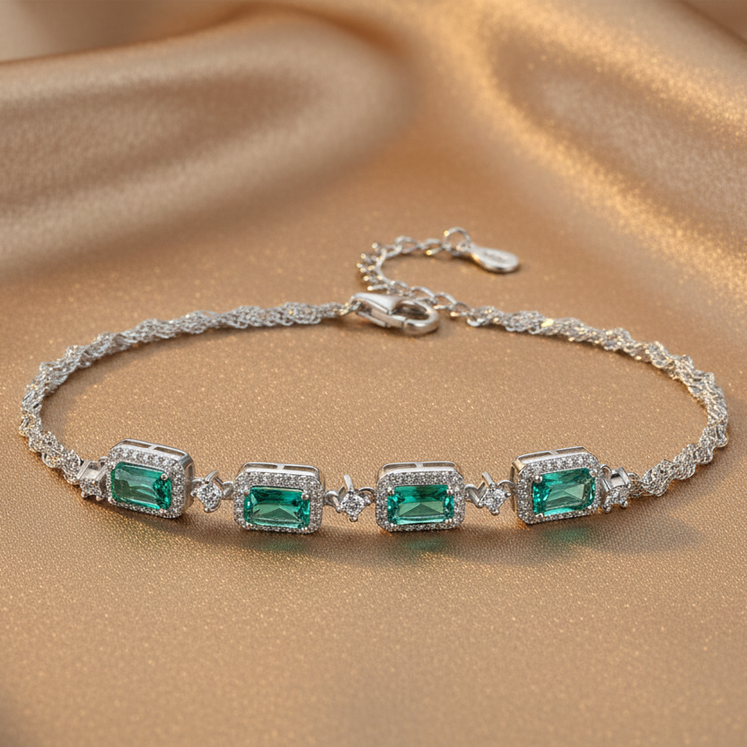 Bracelet en émeraude | Argent sterling S925