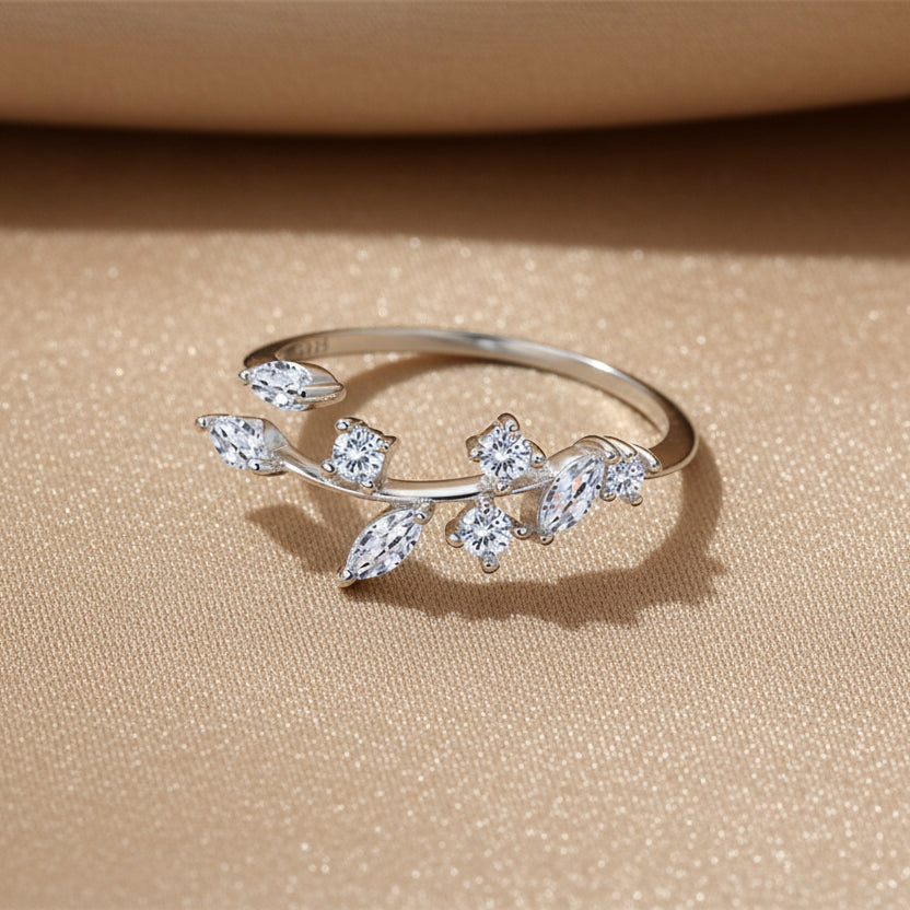 Zircon Leaf Ring | S925 Sterling Silver