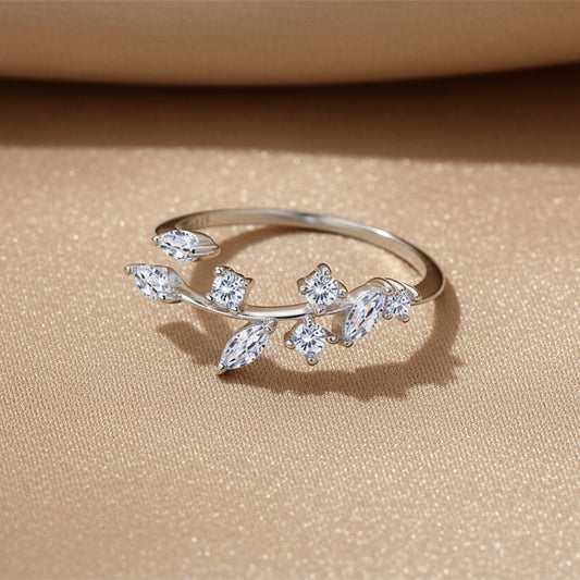 Zircon Leaf Ring | S925 Sterling Silver