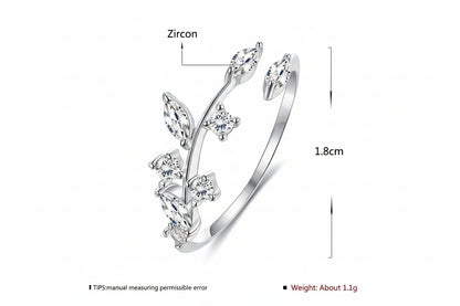 Zircon Leaf Ring | S925 Sterling Silver