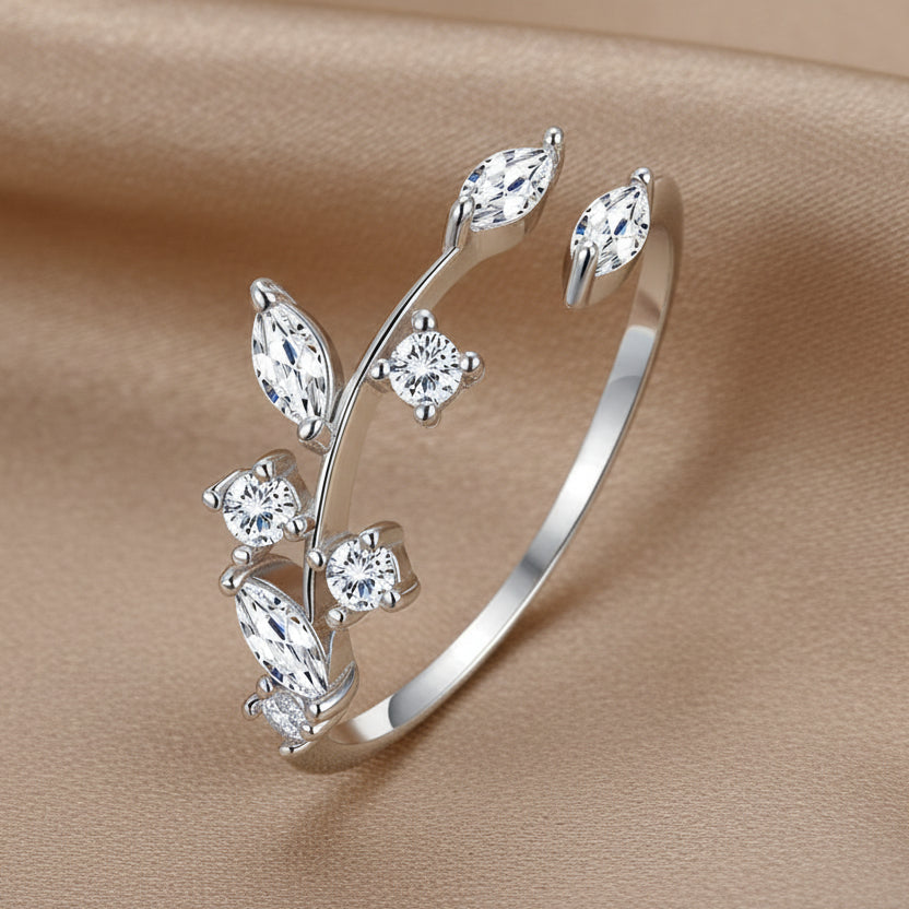 Zircon Leaf Ring | S925 Sterling Silver