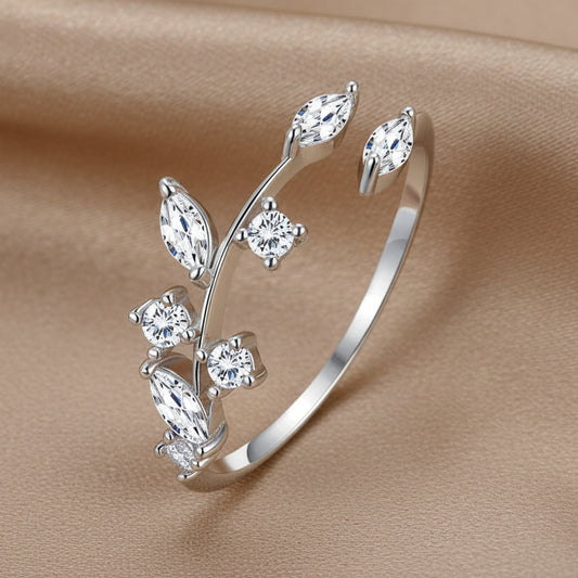 Zircon Leaf Ring | S925 Sterling Silver