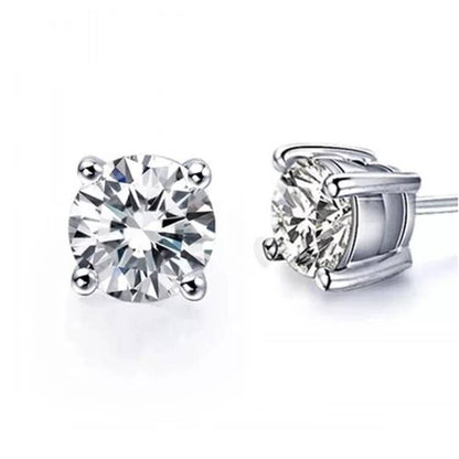 Four-Claw Diamond Stud Earrings | S925 Sterling Silver
