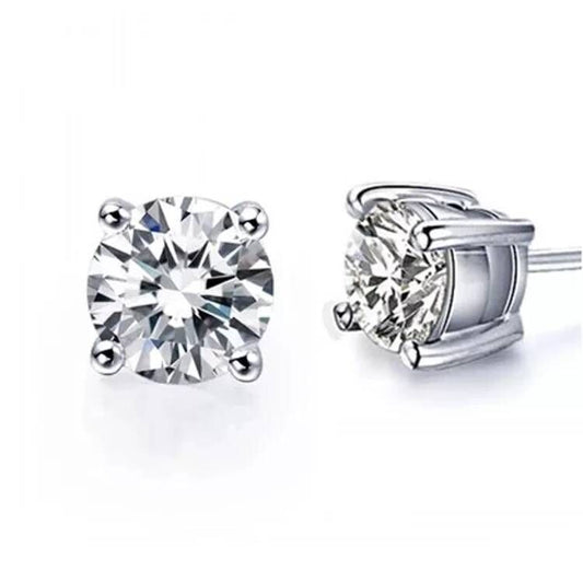 Four-Claw Diamond Stud Earrings | S925 Sterling Silver