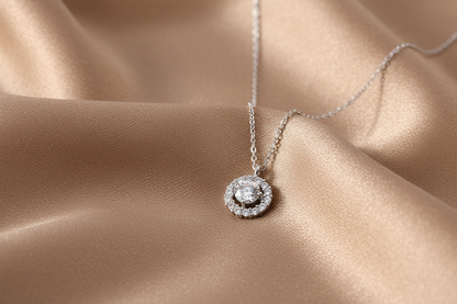 Double Ring Zircon Necklace | S925 Sterling Silver