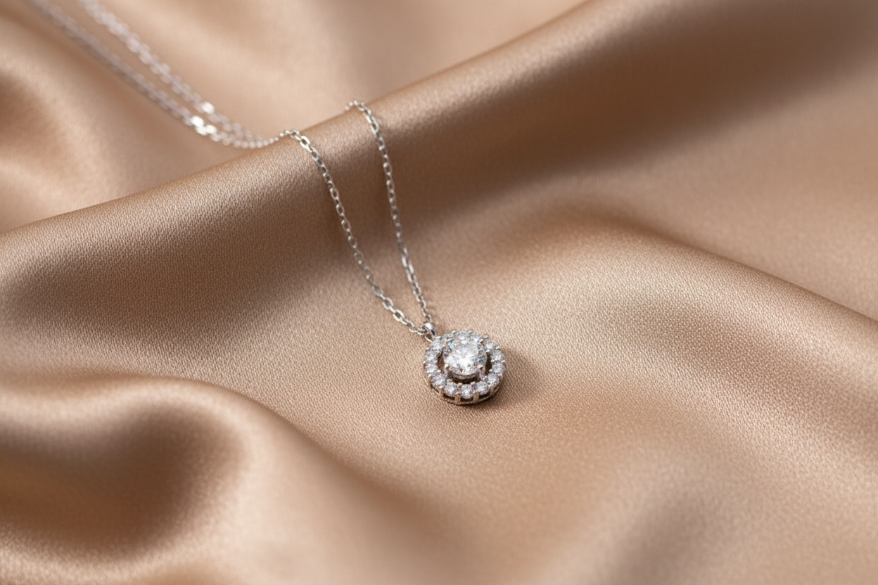 Double Ring Zircon Necklace | S925 Sterling Silver