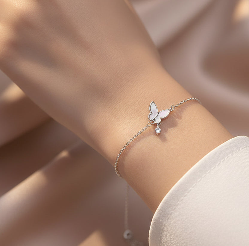 Butterfly Shell Bracelet | S925 Sterling Silver
