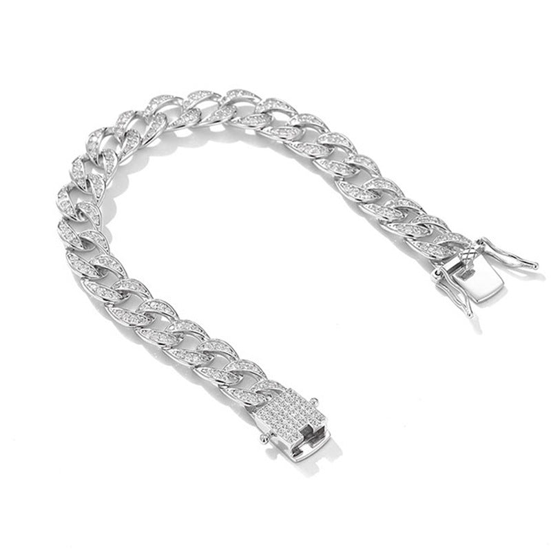 Cuban Link Chain Bracelet | S925 Sterling Silver Moissanite